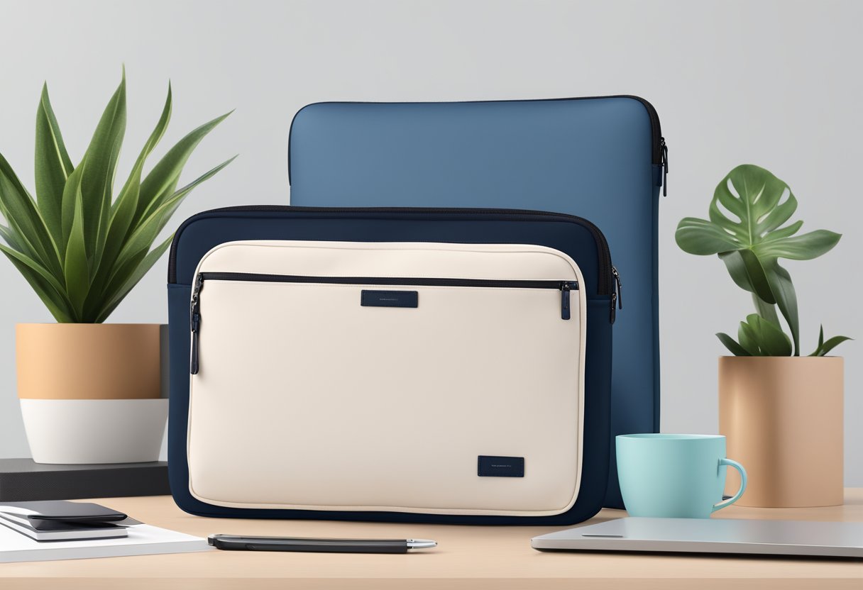 A laptop sleeve with customizable branding options displayed as a corporate gift