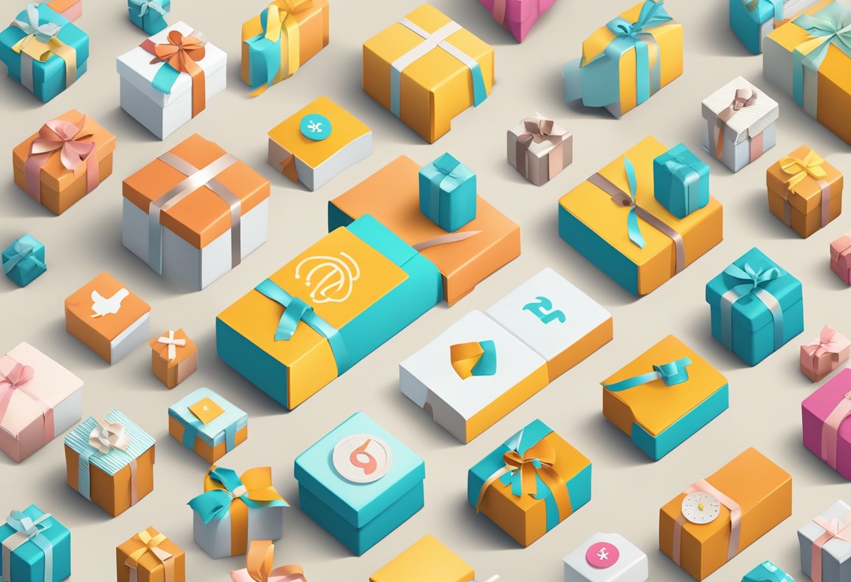 A gift box with "Frequently Asked Questions" text on it, surrounded by simple icons and symbols, representing simplicity and ease of use