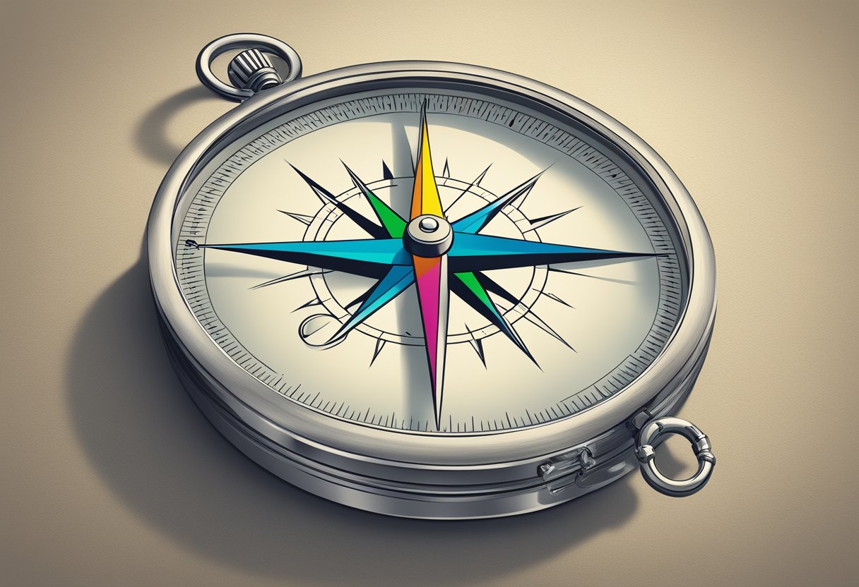 A compass with "Frequently Asked Questions" engraved on it, displayed as a corporate gift
