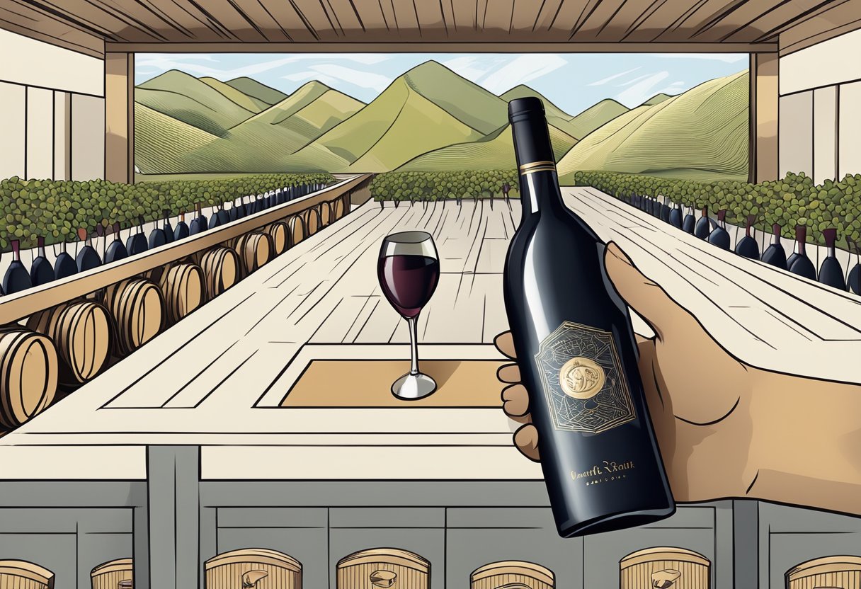 A hand reaches for a sleek wine box among others, displaying the company logo and a sophisticated design