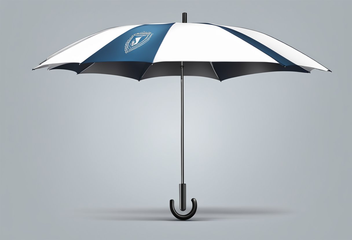 An inverted umbrella with a corporate logo as a gift