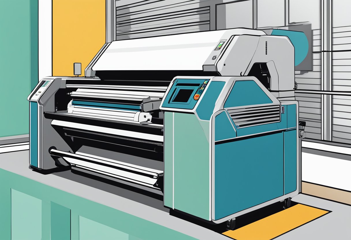 A printer producing custom L-shaped folders with unique designs