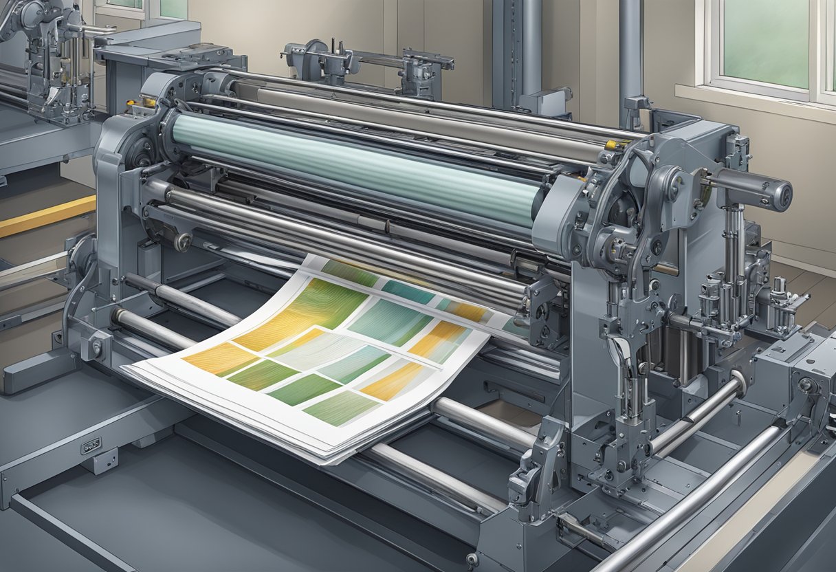 A printing press with l-shaped folder design being produced and distributed