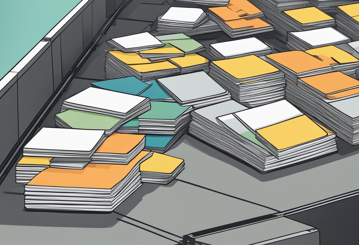 A stack of custom A5 notepads sits on a conveyor belt, ready for packaging and delivery
