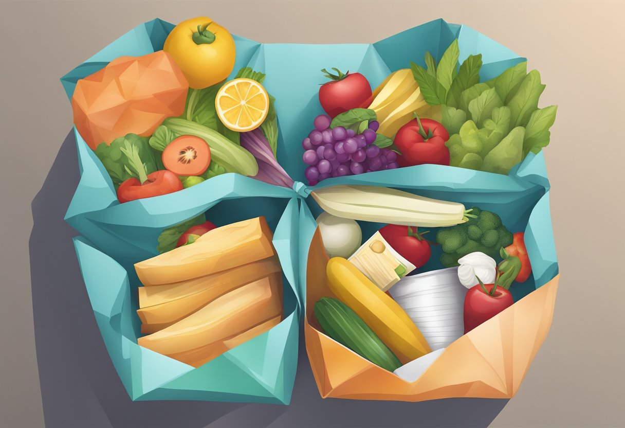 A custom foldable bag being effortlessly unfolded and filled with groceries