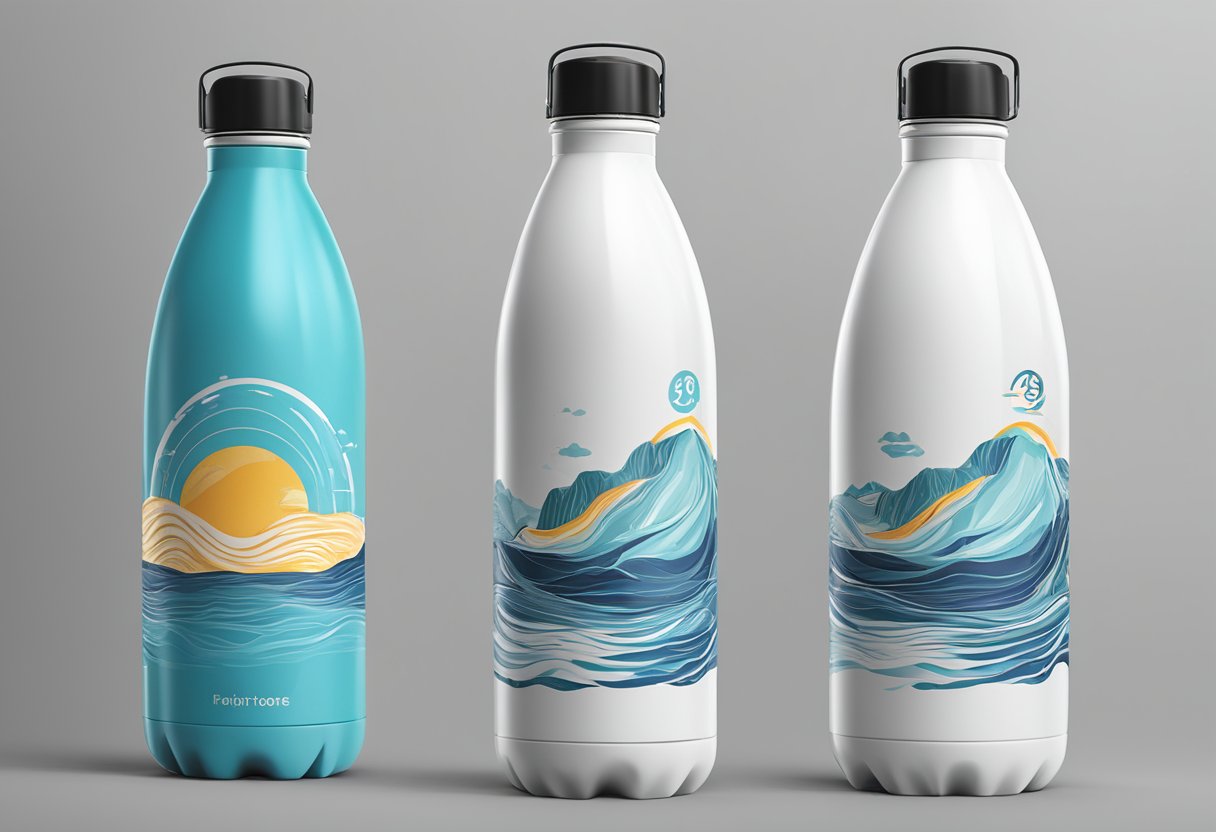 A water bottle being printed with custom designs and branding options