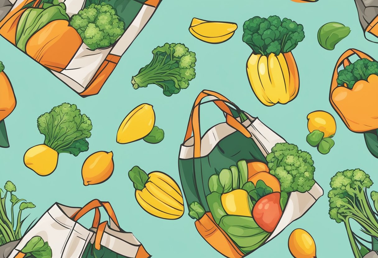A reusable bag unfolds, showing its durability and versatility. It holds groceries, reducing plastic waste