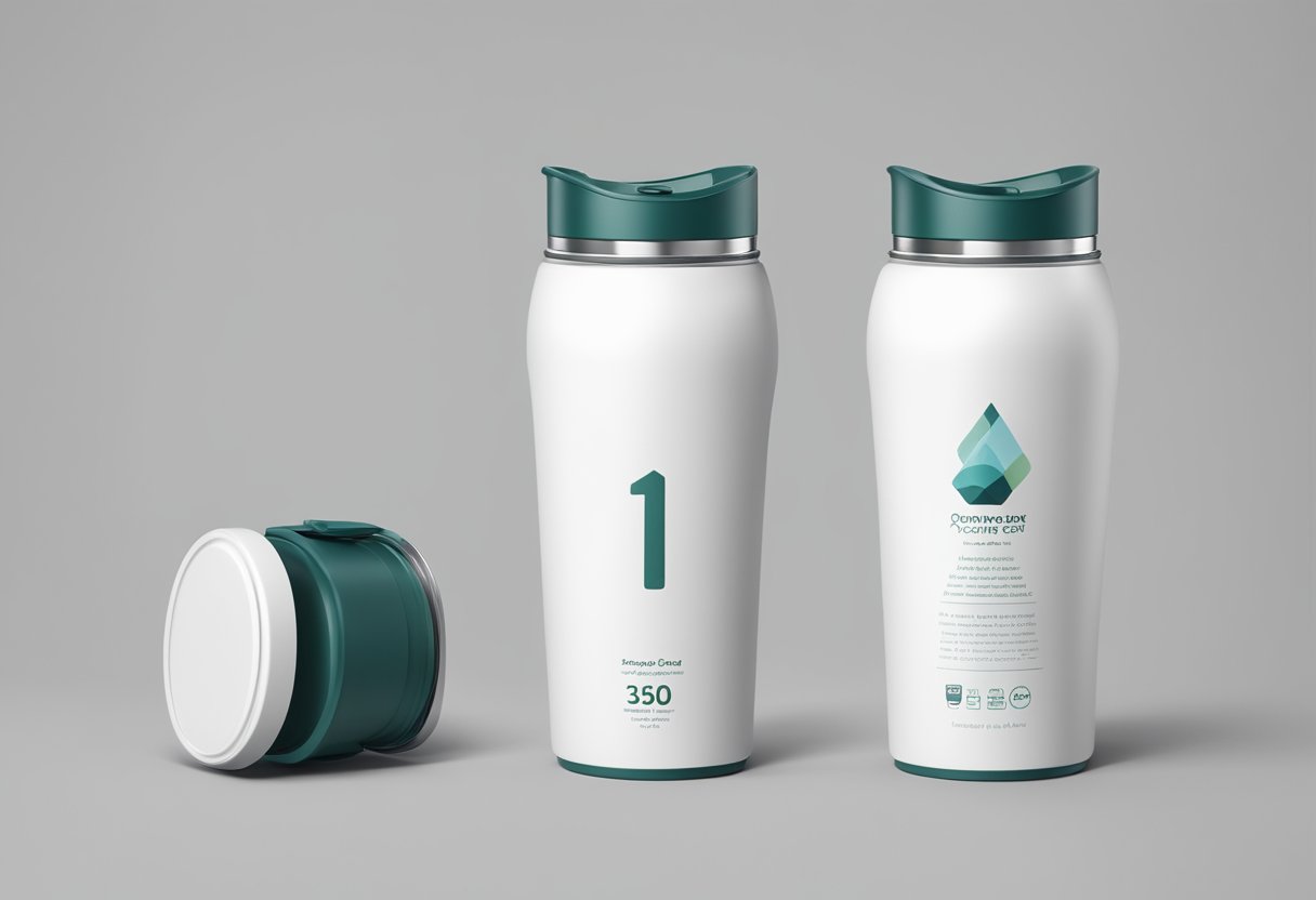 A 350ml collapsible corporate gift is displayed with a FAQ sign