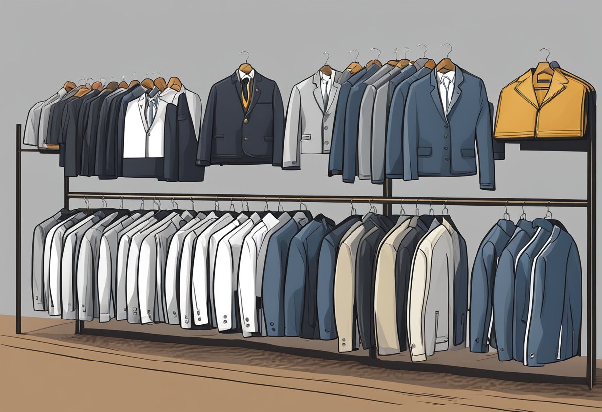 A group of corporate jackets neatly arranged on a table with the company logo prominently displayed on the front