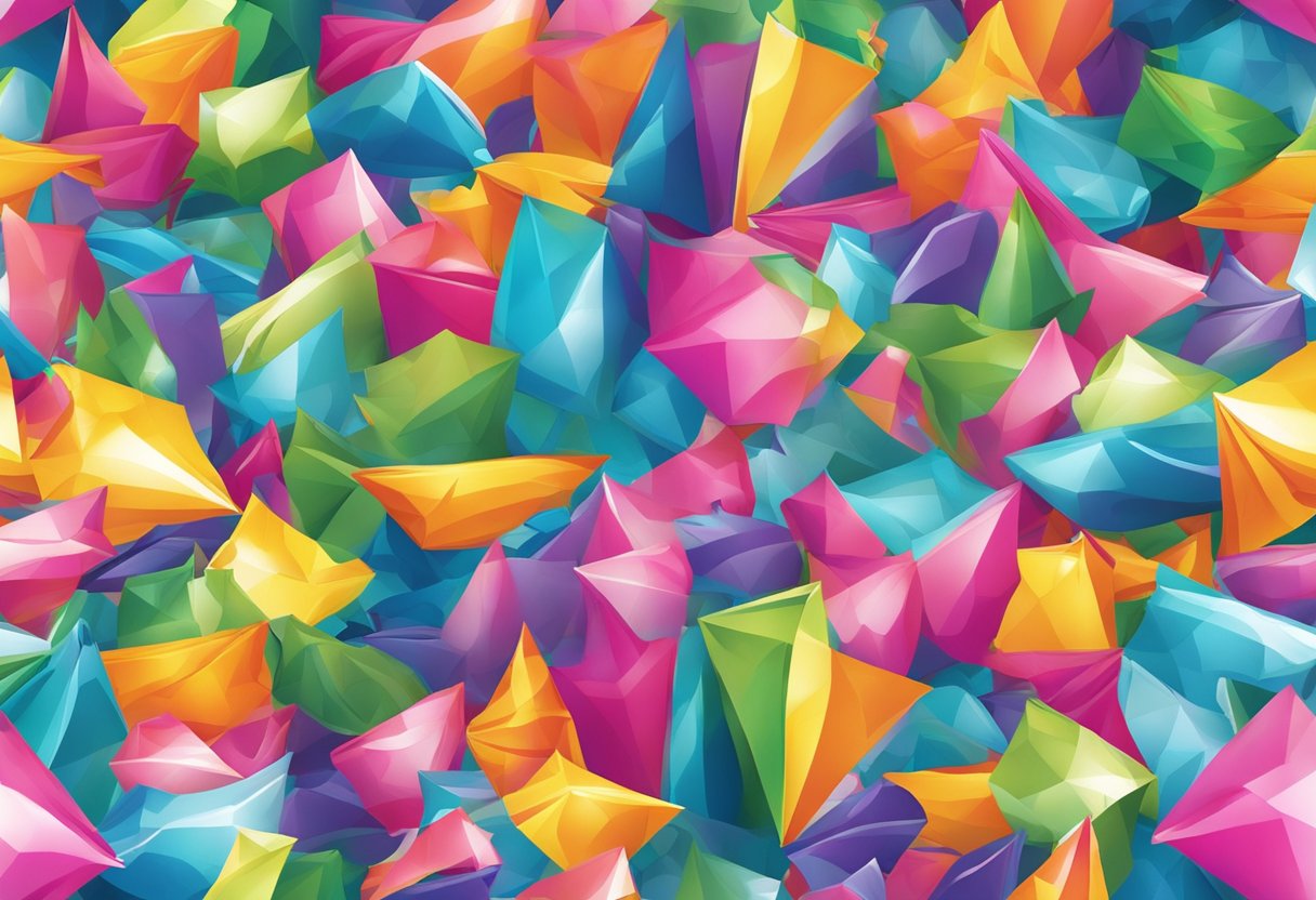 A colorful spunbond bag floats in the air, surrounded by a burst of vibrant patterns and textures