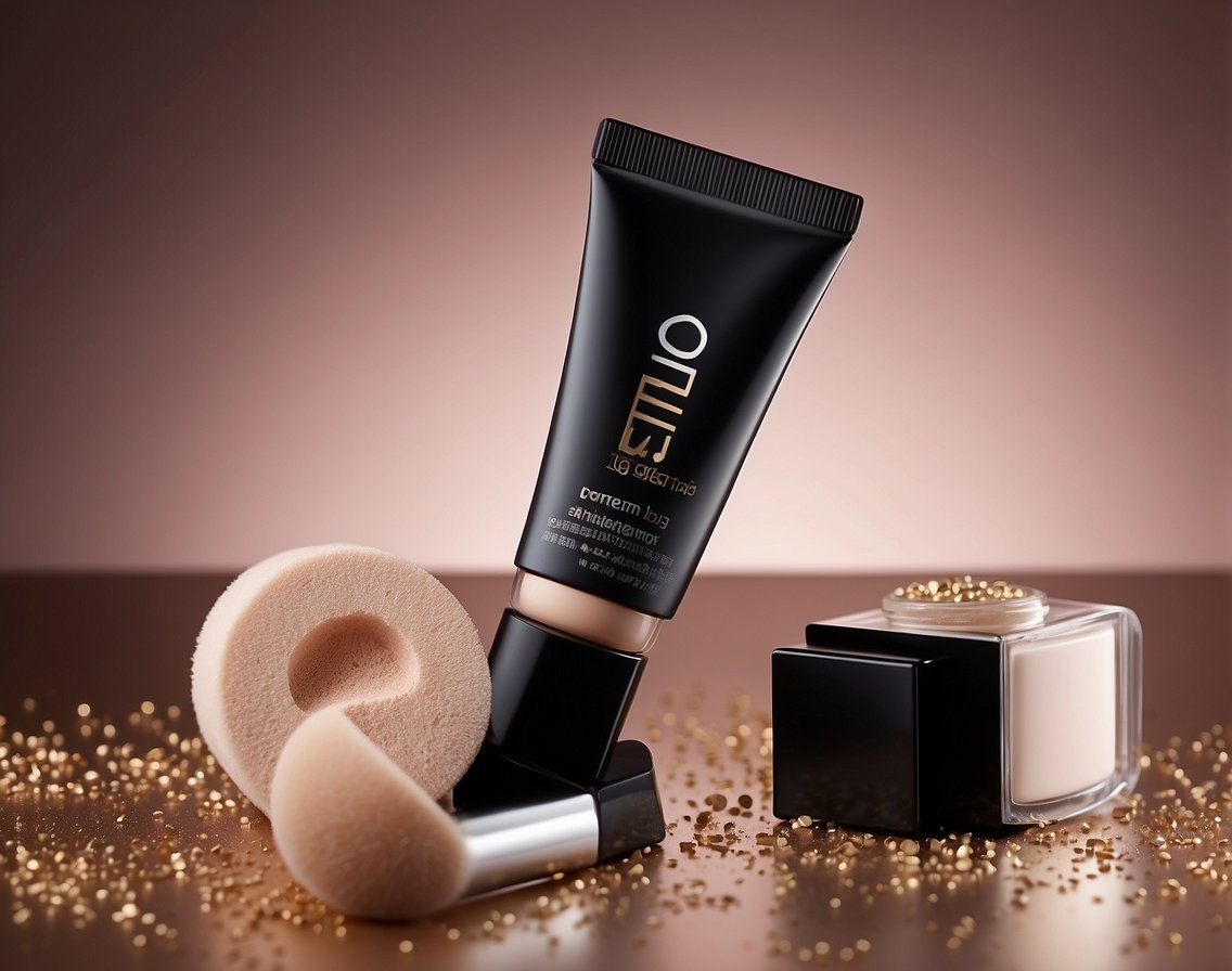 A tube of makeup sitting next to an open armpit, with a question mark hovering above it