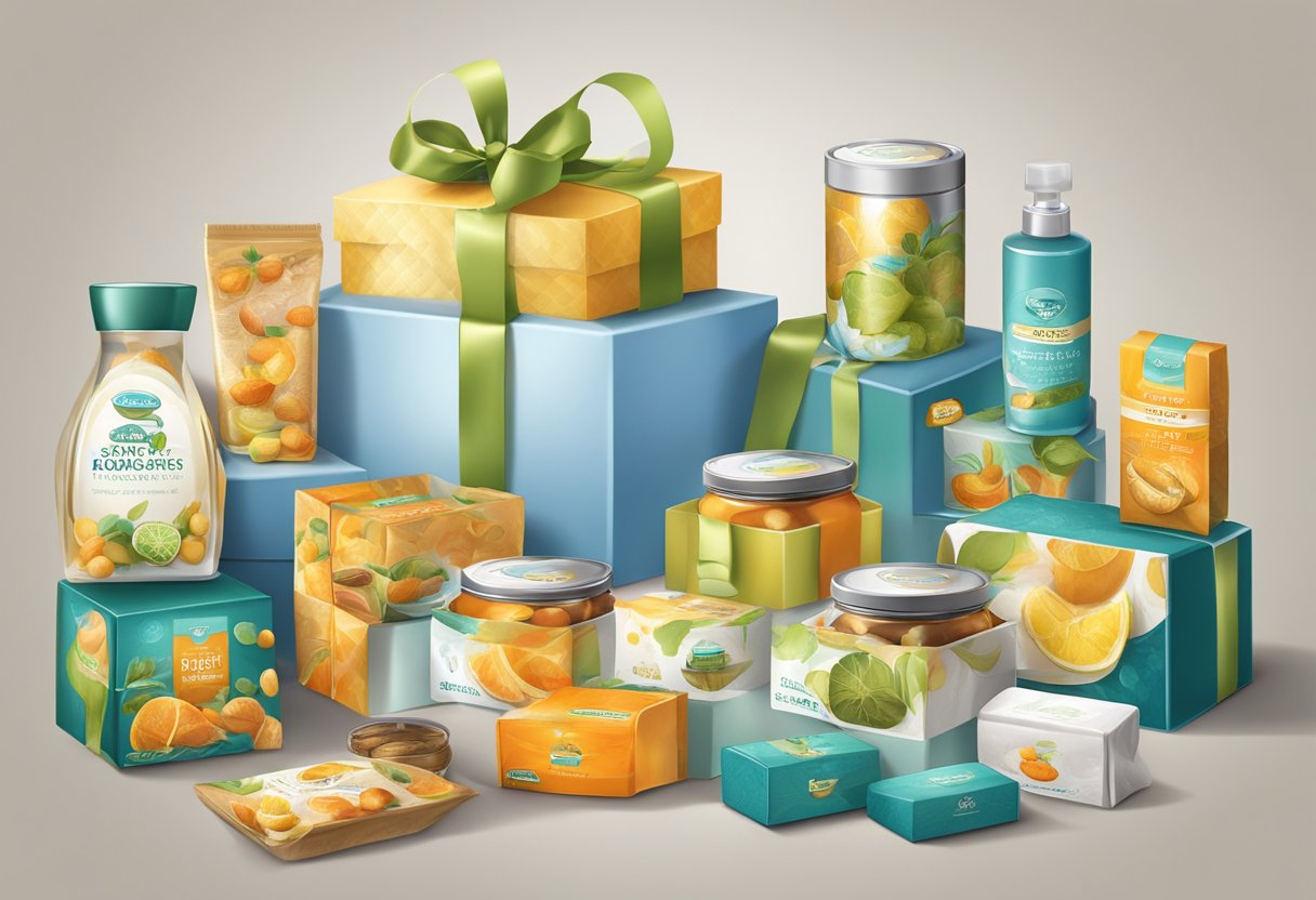 A table displays various door gift products from suppliers