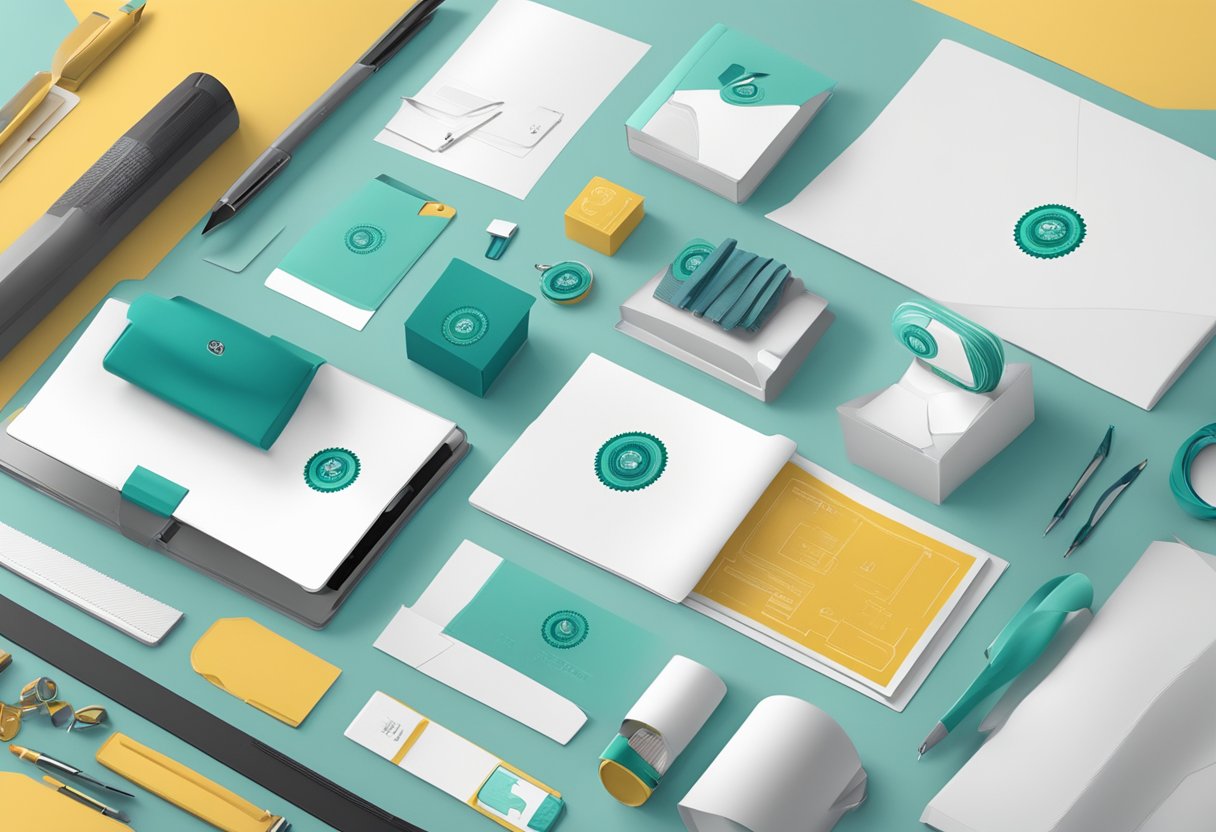 A designer creates custom corporate gifts, adding branding elements