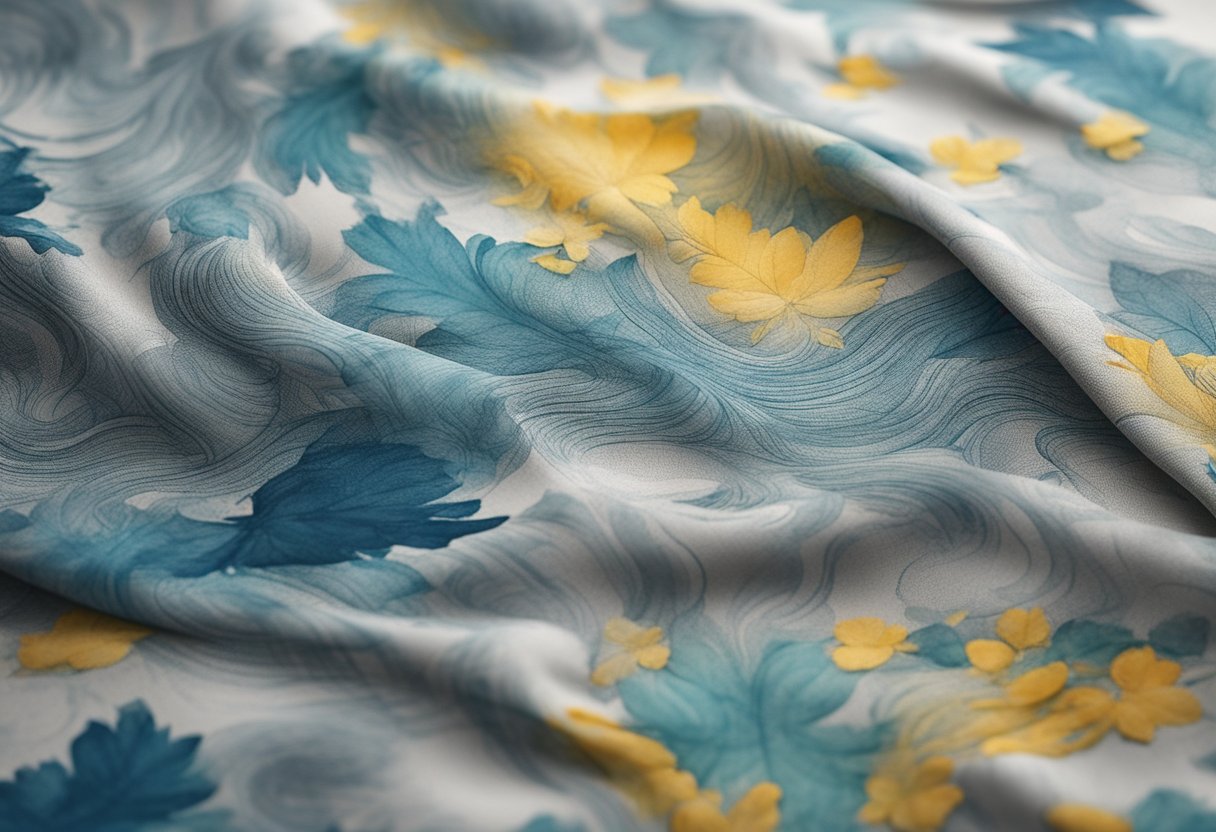 Ink-soaked screen pressed onto fabric, creating a design