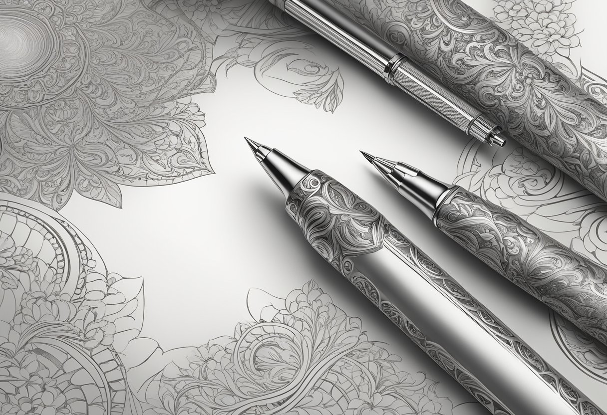 A pen being printed with intricate patterns and designs using advanced technology