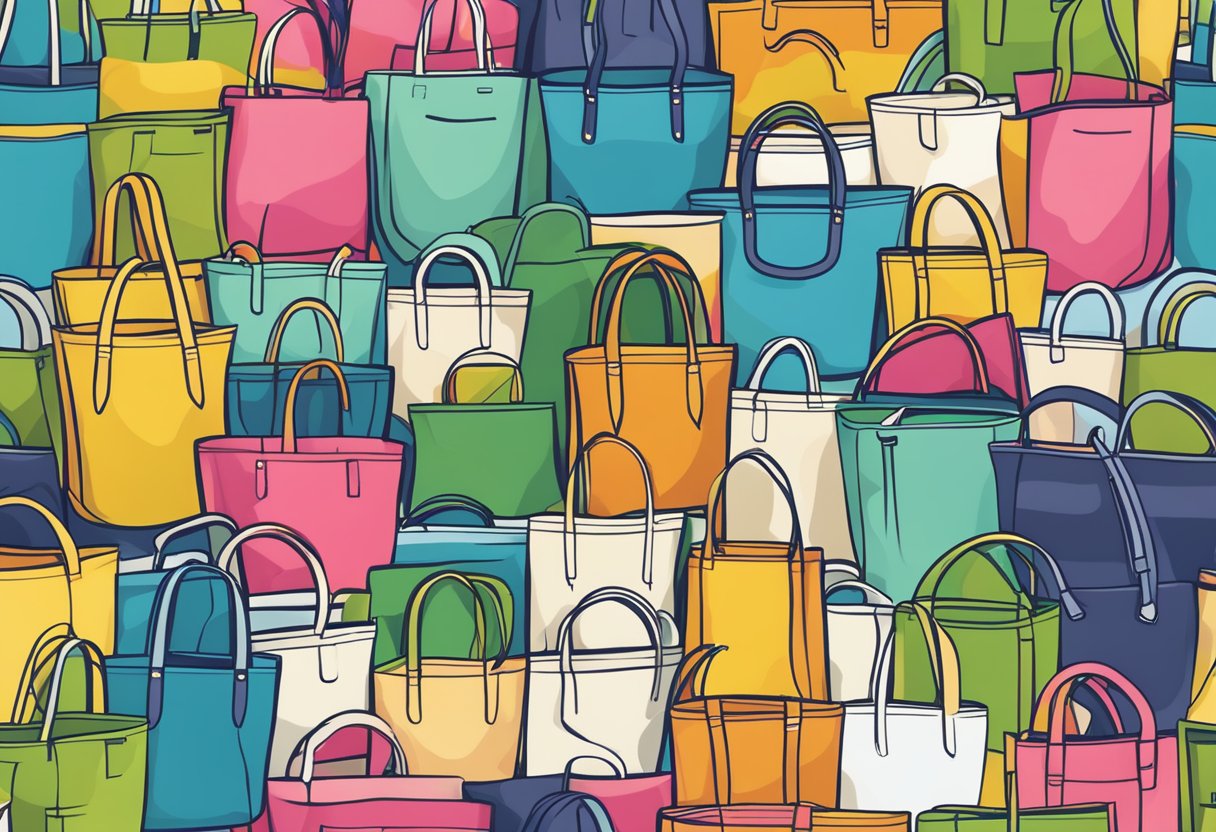 A tote bag being printed with a custom design, with a variety of colors and patterns available for customization