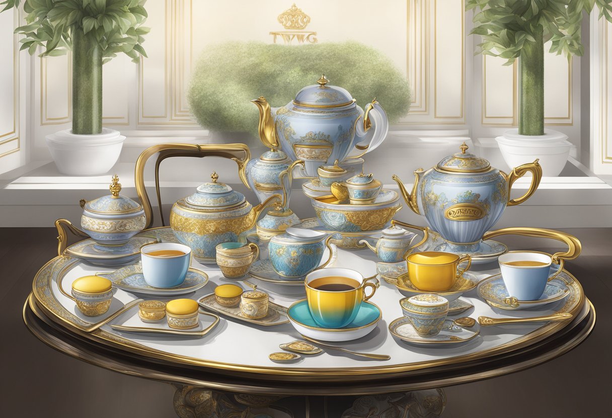 A table adorned with elegant tea accessories and corporate gifts from TWG, showcasing innovative design and luxury