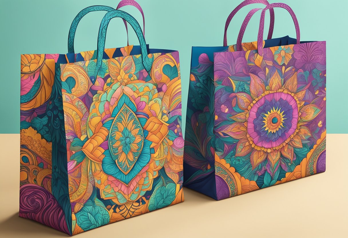 Vibrant colors and intricate designs are being printed onto paper bags using various customisation techniques