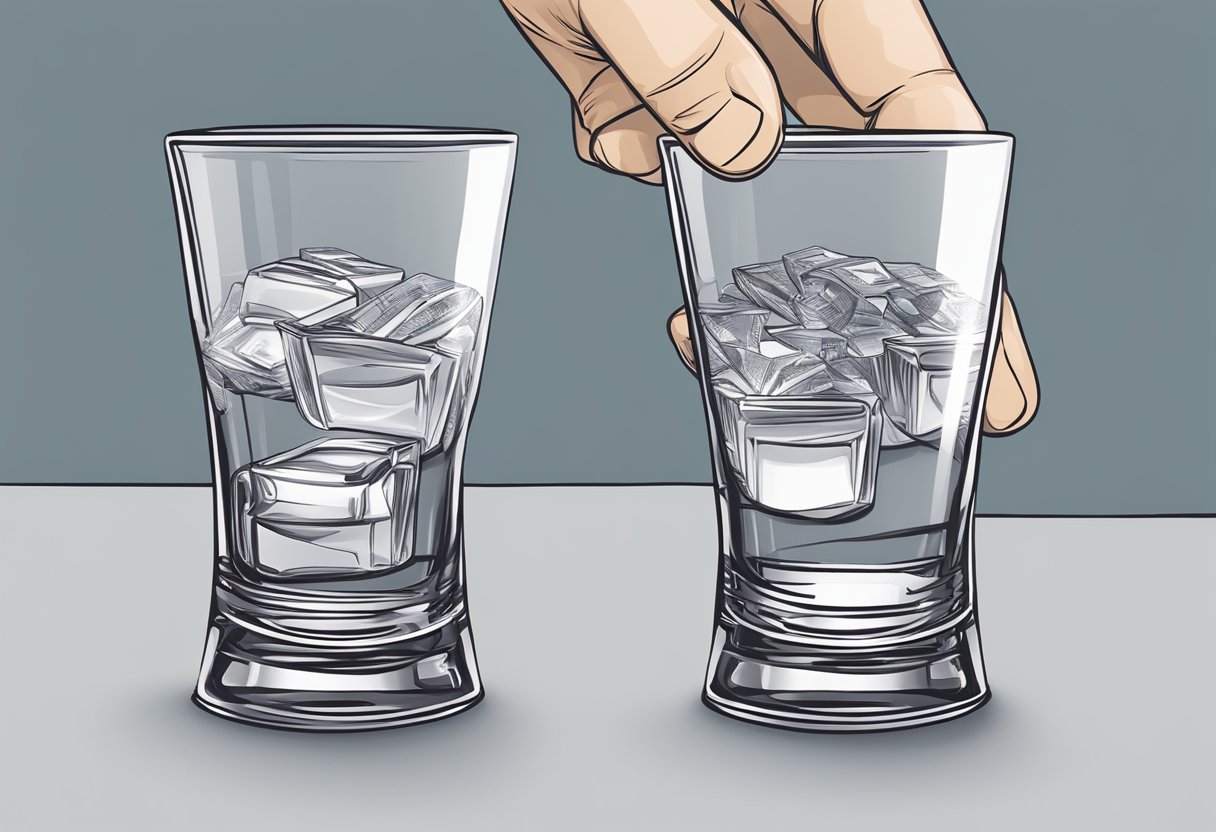 A hand places an order online for a custom shot glass. The glass is then carefully packaged and shipped to its destination