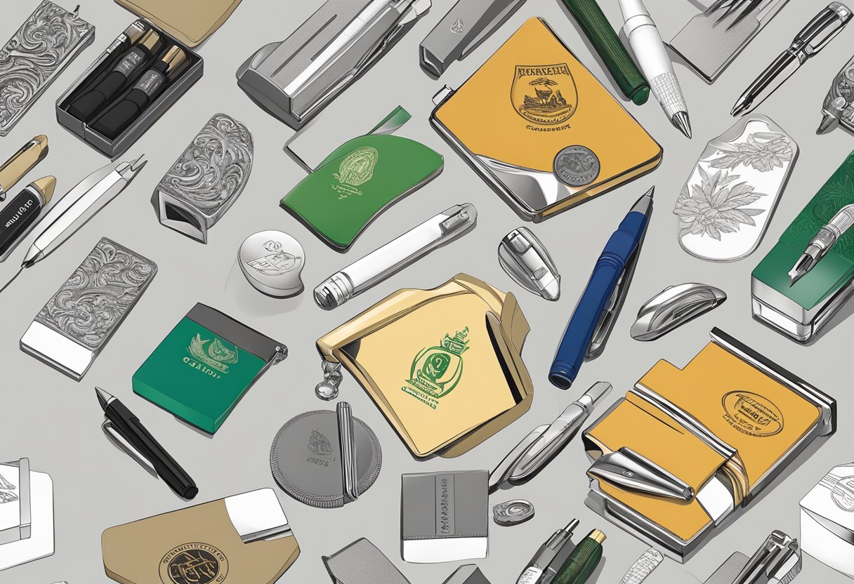 A table displaying top pen brands with custom logo engraving and packaging options for corporate gifts
