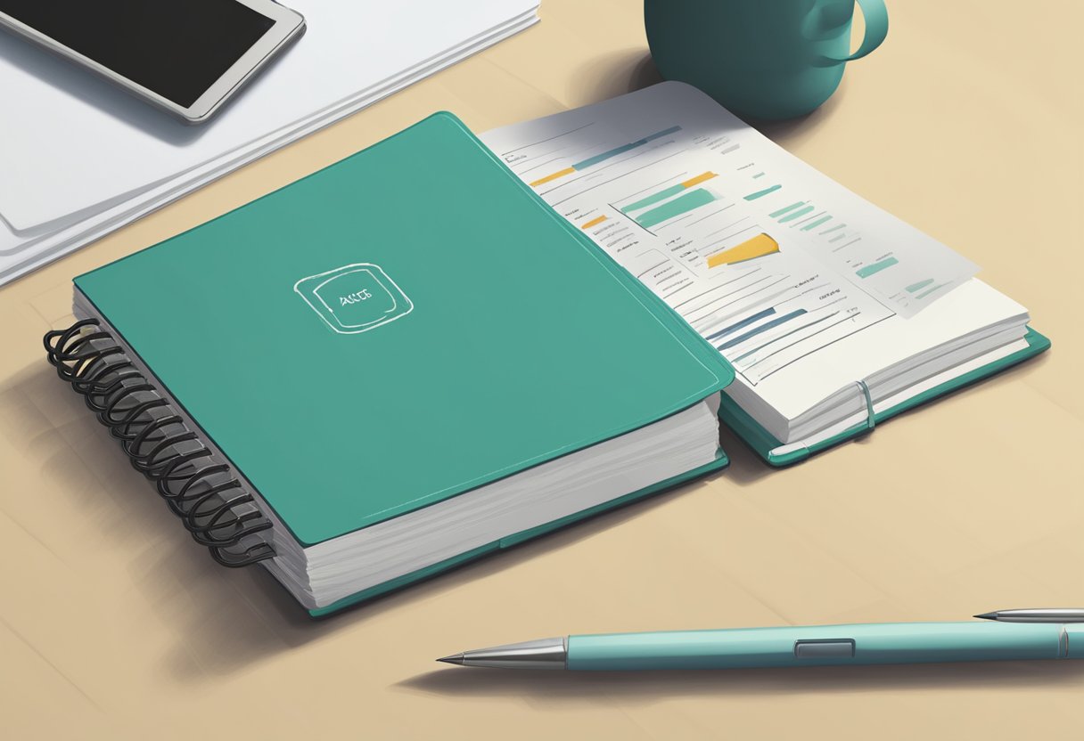 A moleskine notebook with "Frequently Asked Questions" printed on the cover is being presented as a corporate gift