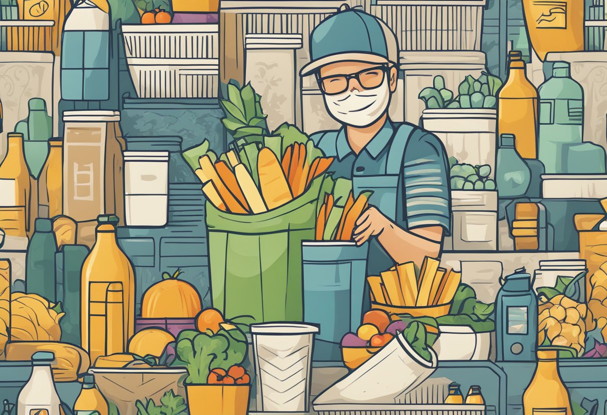 A designer customizes a grocery bag with unique patterns and colors