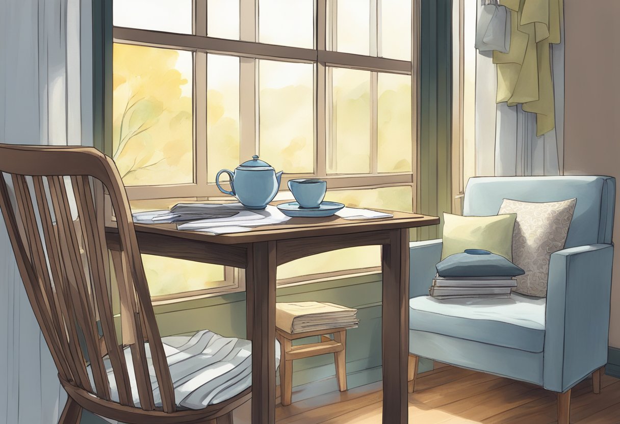 The empty chair by the window, untouched tea, and a crumpled note on the table tell the story of Megumi's mom's sudden disappearance