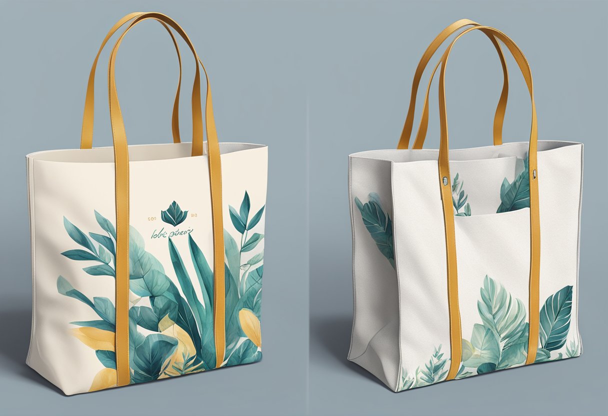 A tote bag being personalized with a custom design and then packaged for delivery
