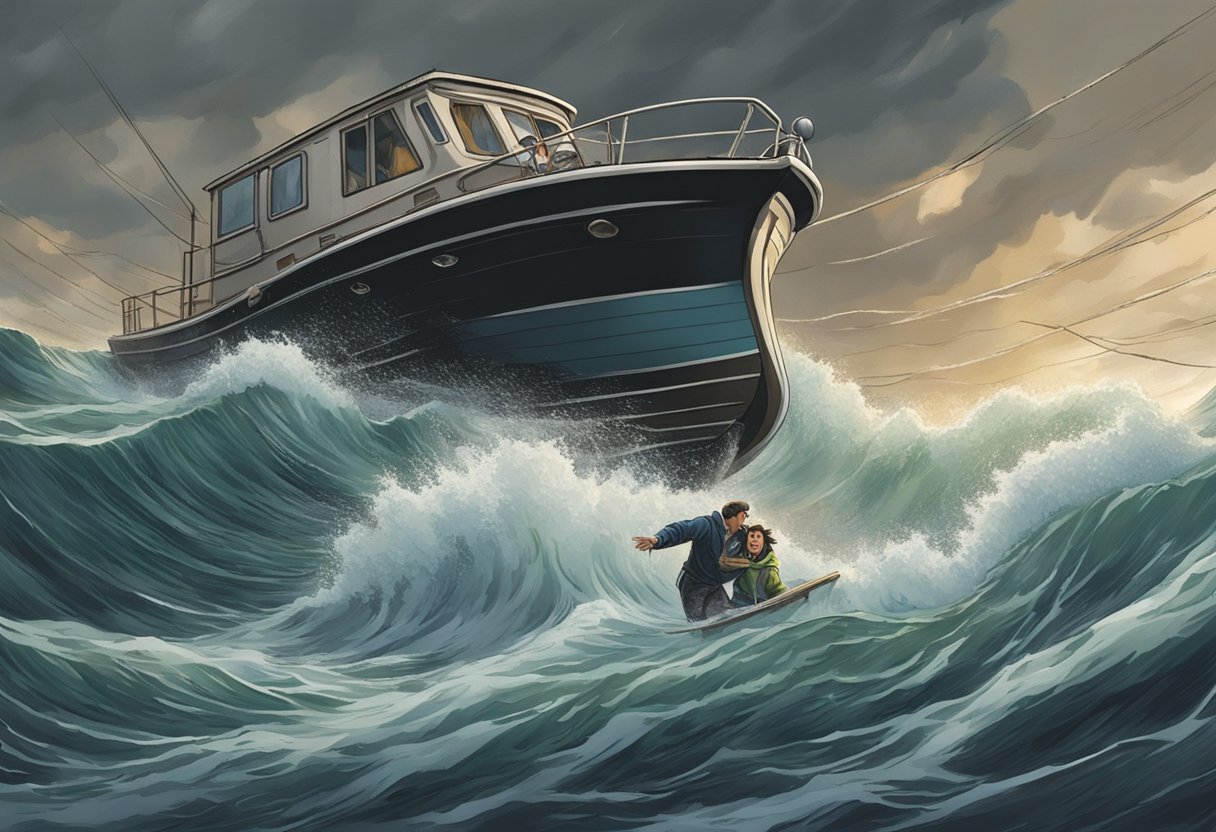 Dylan rushes to save his wife from a sinking boat, as the storm rages on