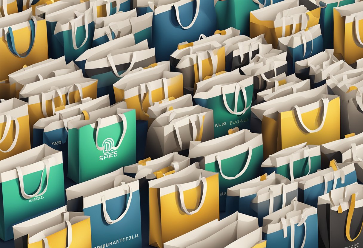 Wholesale shopping bags being customized with logos for branding
