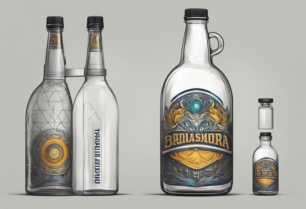 A designer prints a logo on a custom bottle, using a digital tool to create and order the design