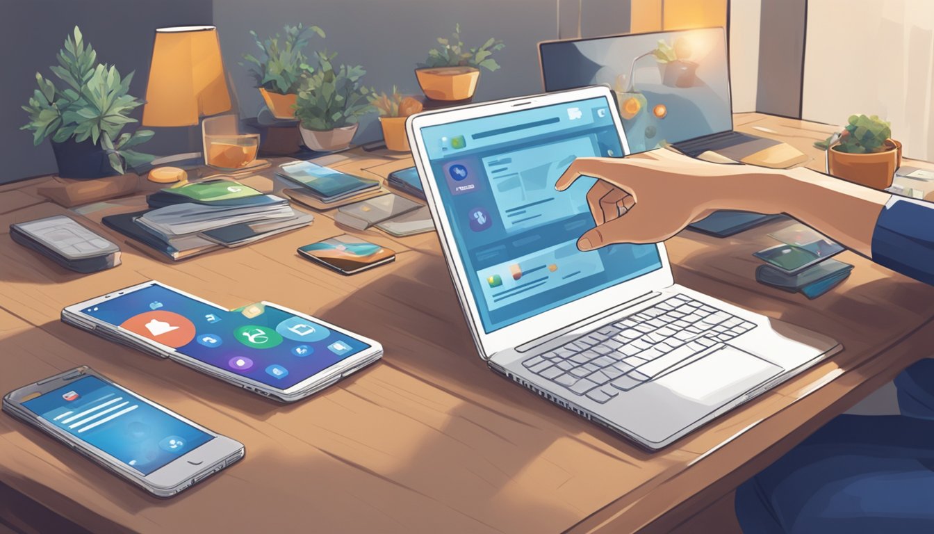 A person scrolling through social media while traditional media sits untouched on a table