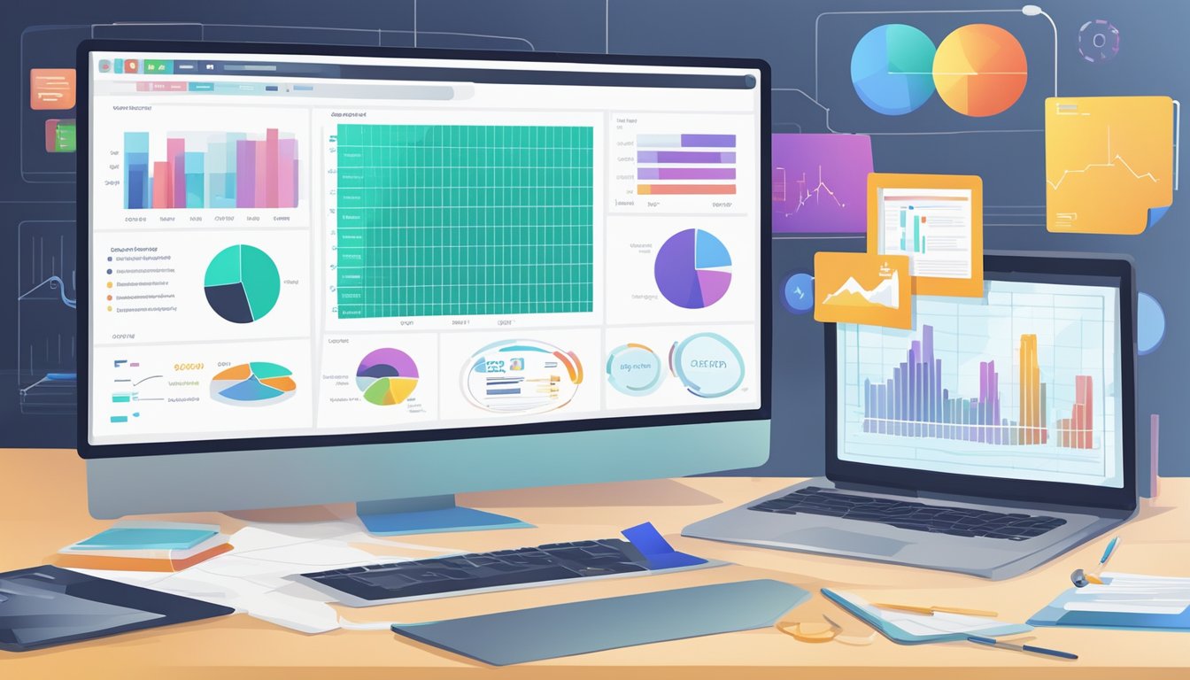 A computer screen displaying data analysis and optimization tools for digital marketing