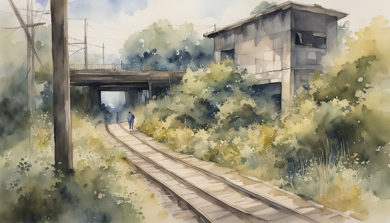 Pedestrians gather at an abandoned track, symbolizing the decline and legacy origins of pedestrianism.</p><p>The overgrown path and dilapidated stands evoke a sense of nostalgia and lost glory