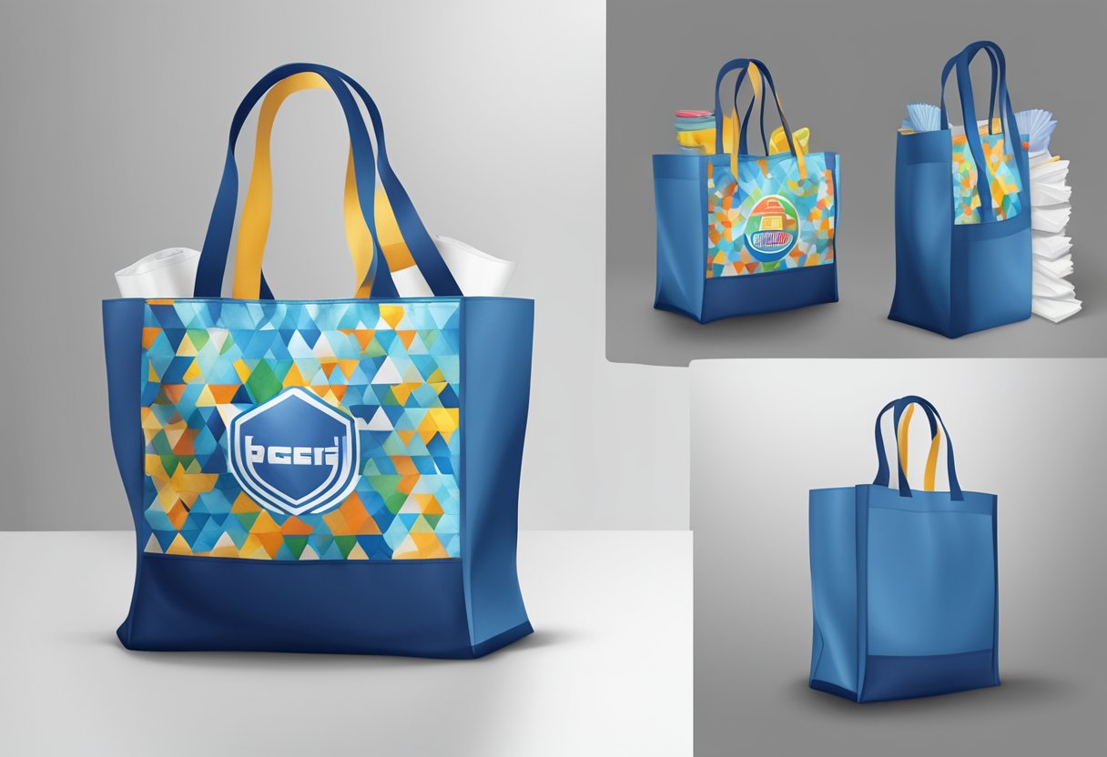 A non-woven bag being customized with a brand logo and design elements