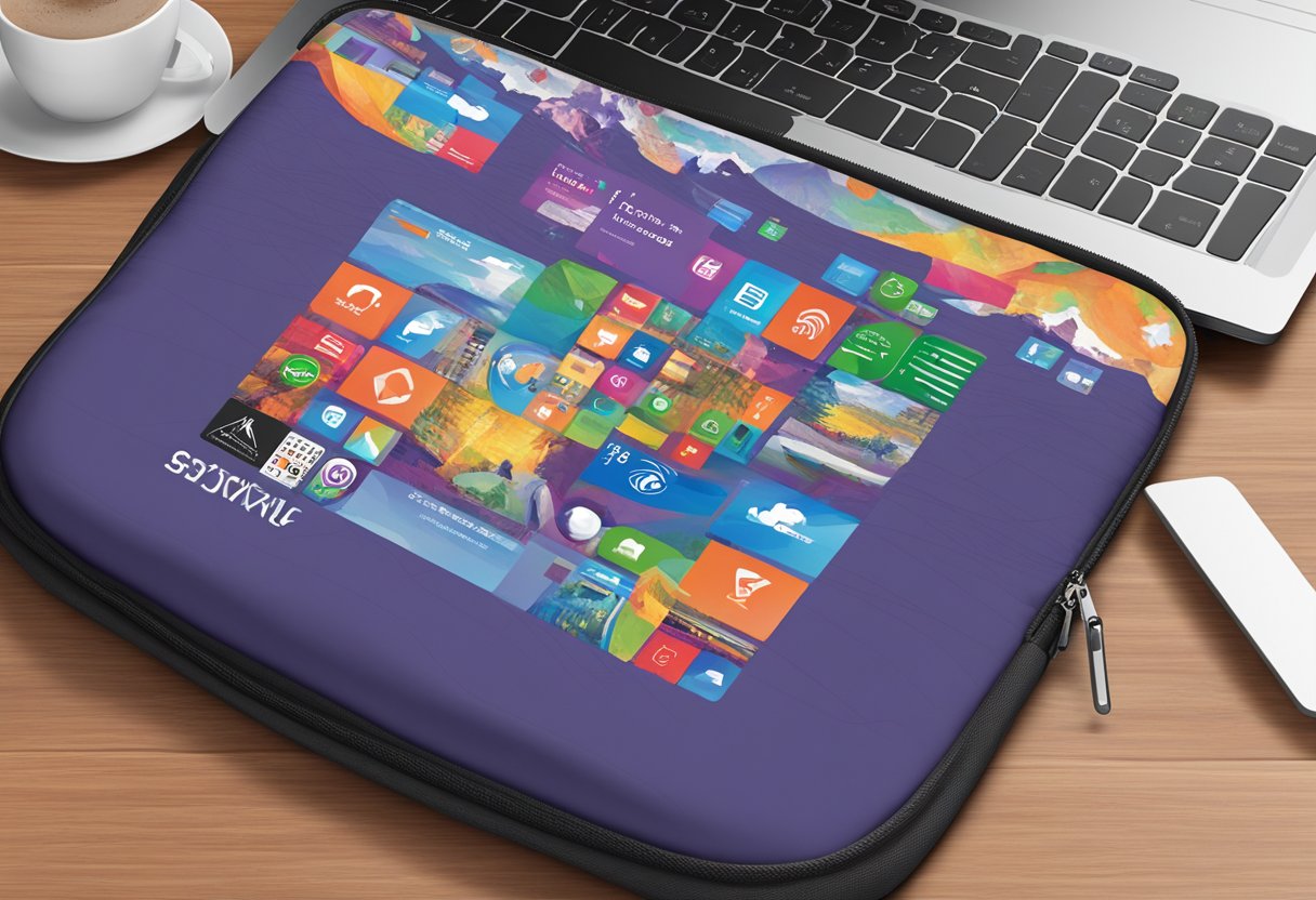 A laptop sleeve with a 15.6-inch screen size is personalized with a company's logo, enhancing brand visibility as a corporate gift