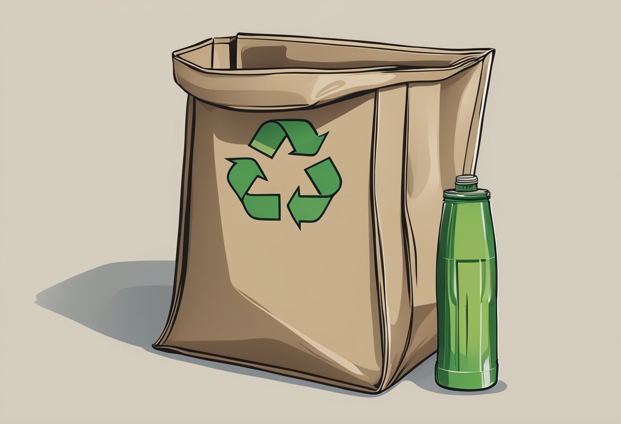 A recycle bag with a zip is opened and filled with recyclable items, showcasing its functional aspects