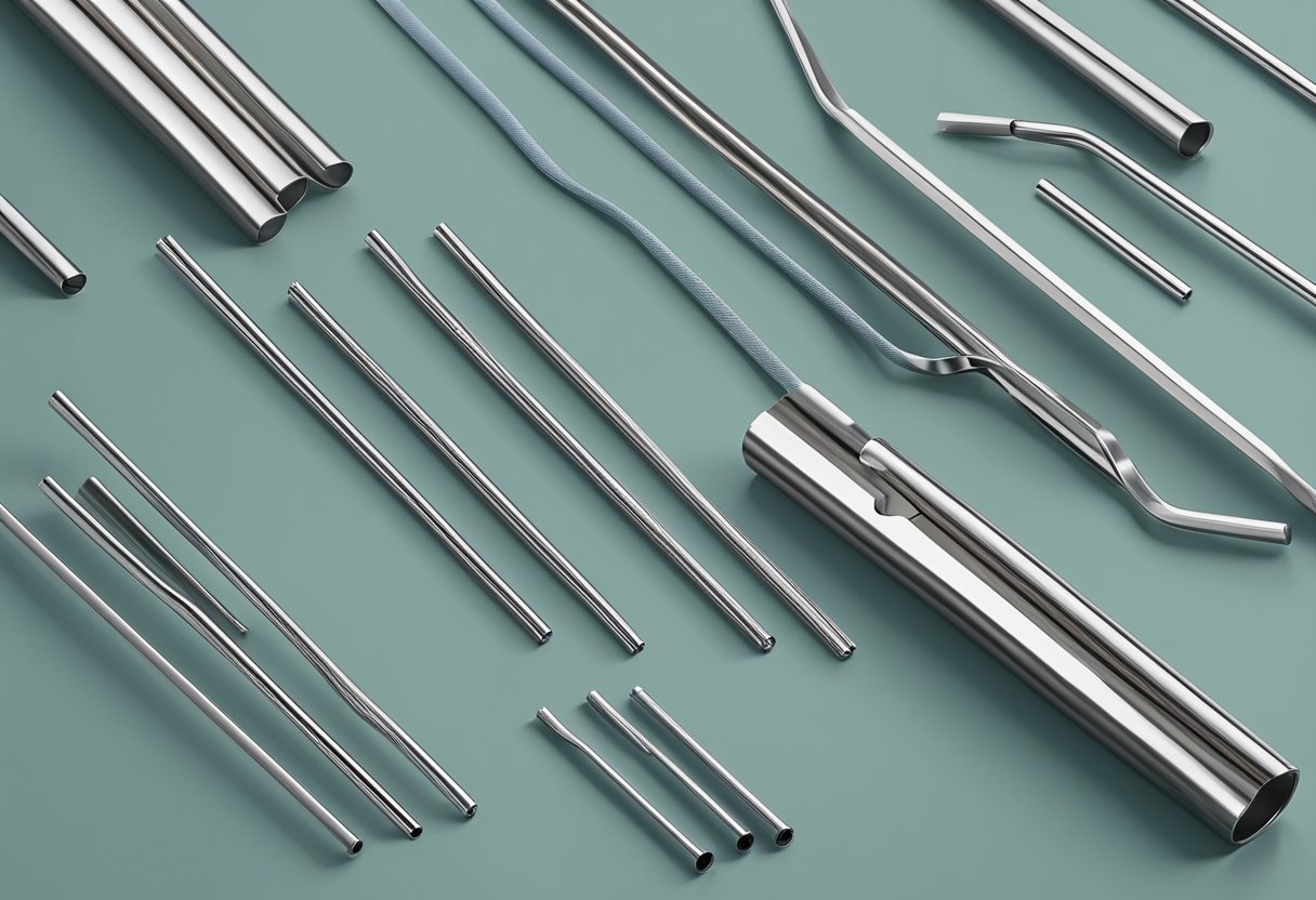 A set of stainless steel straws and accessories arranged neatly on a sleek corporate gift box