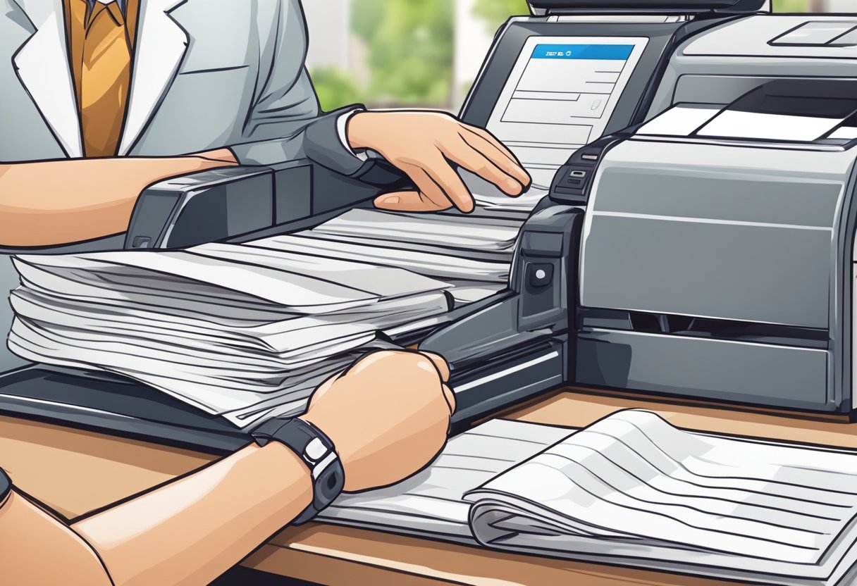 A customer submits a notebook printing order online. The printer receives the order and begins production. The completed notebooks are then packaged and shipped for delivery