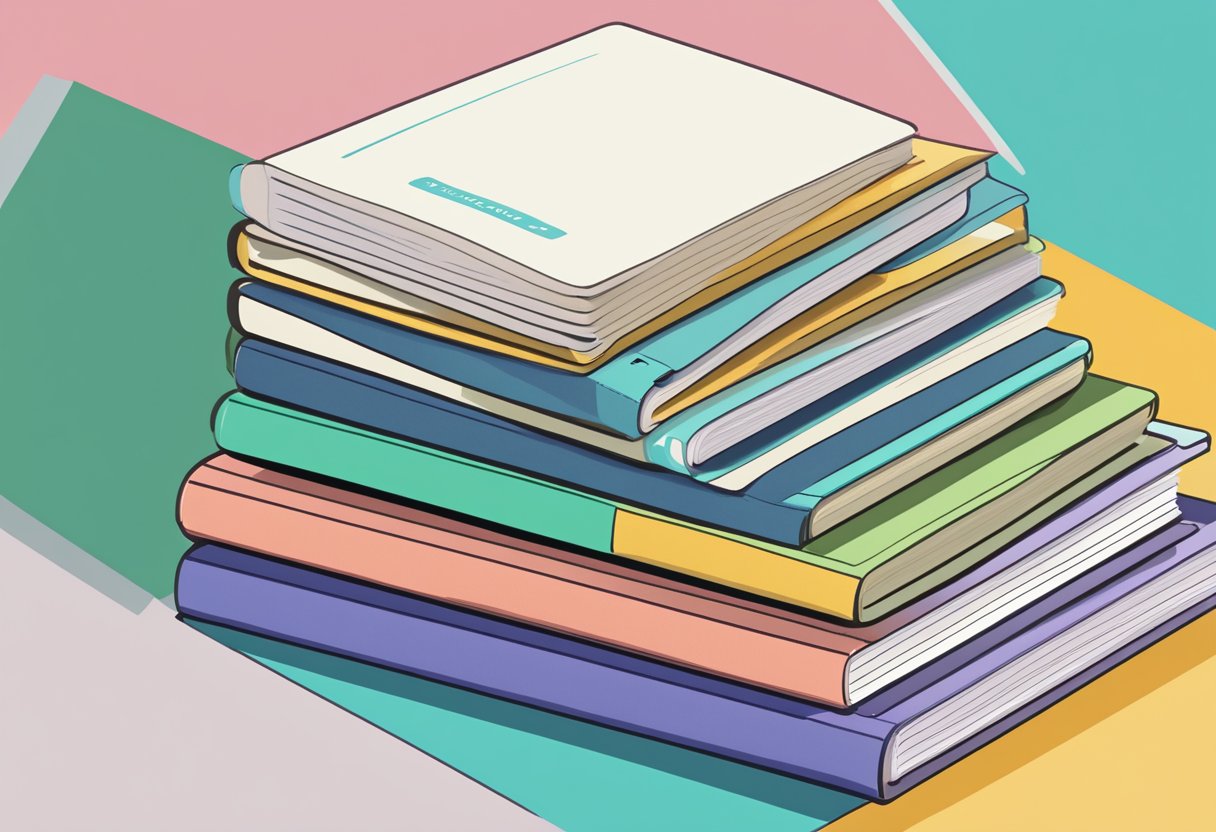 A stack of custom notebooks with "Frequently Asked Questions" written on the cover