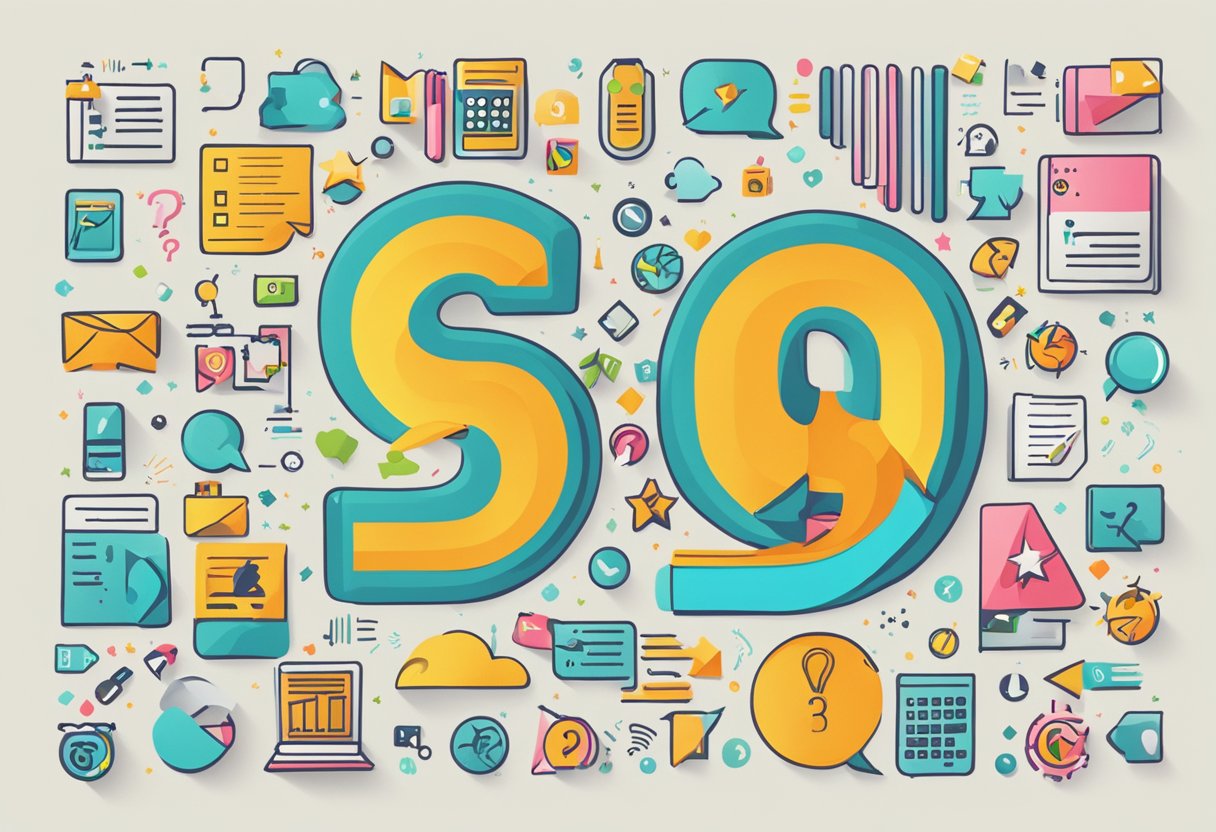 A deskmat with "Frequently Asked Questions" text surrounded by colorful icons and symbols