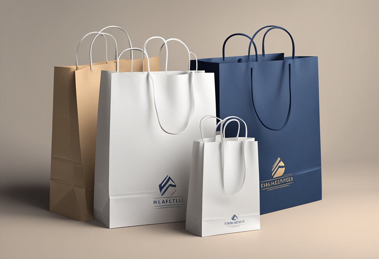 A stack of premium paper bags with reinforced handles, embossed logo, and matte finish