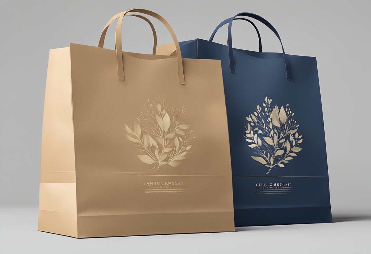 A premium paper bag holds various items, showcasing its versatility. Benefits like durability and eco-friendliness are highlighted through elegant design and branding