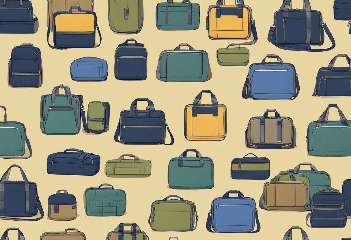 A laptop bag with a sturdy handle, multiple compartments, and padding. The bag is made of durable material and has a sleek, professional design