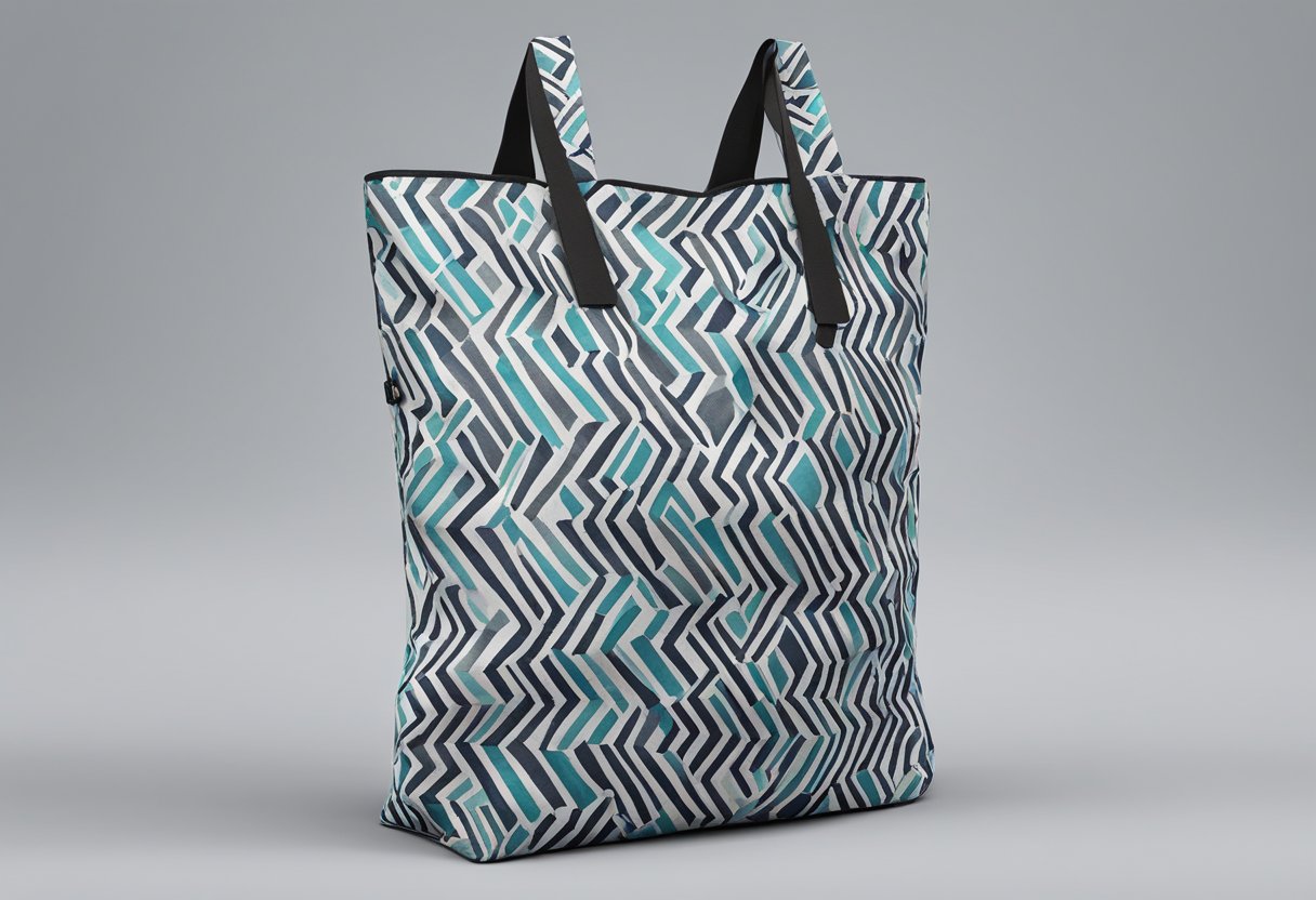 A reusable foldable bag made of durable fabric, featuring a sleek and modern design with reinforced handles and a secure closure mechanism