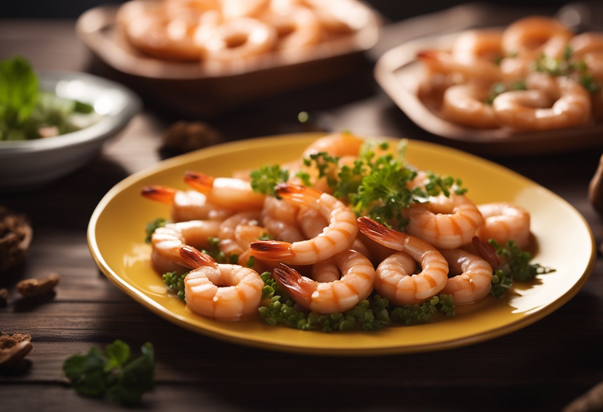 A prawn sausage surrounded by question marks, with a spotlight shining down on it