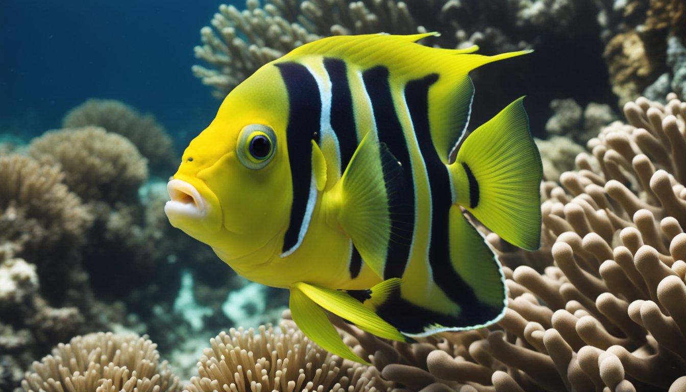 The sambo fish swims among colorful coral reefs, found in warm tropical waters. Fishermen use nets and hand lines to catch the sambo fish