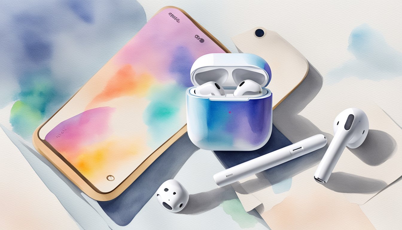 AirPods sit on a clean, flat surface with a microfiber cloth and a small brush nearby.</p><p>A cleaning solution is also present