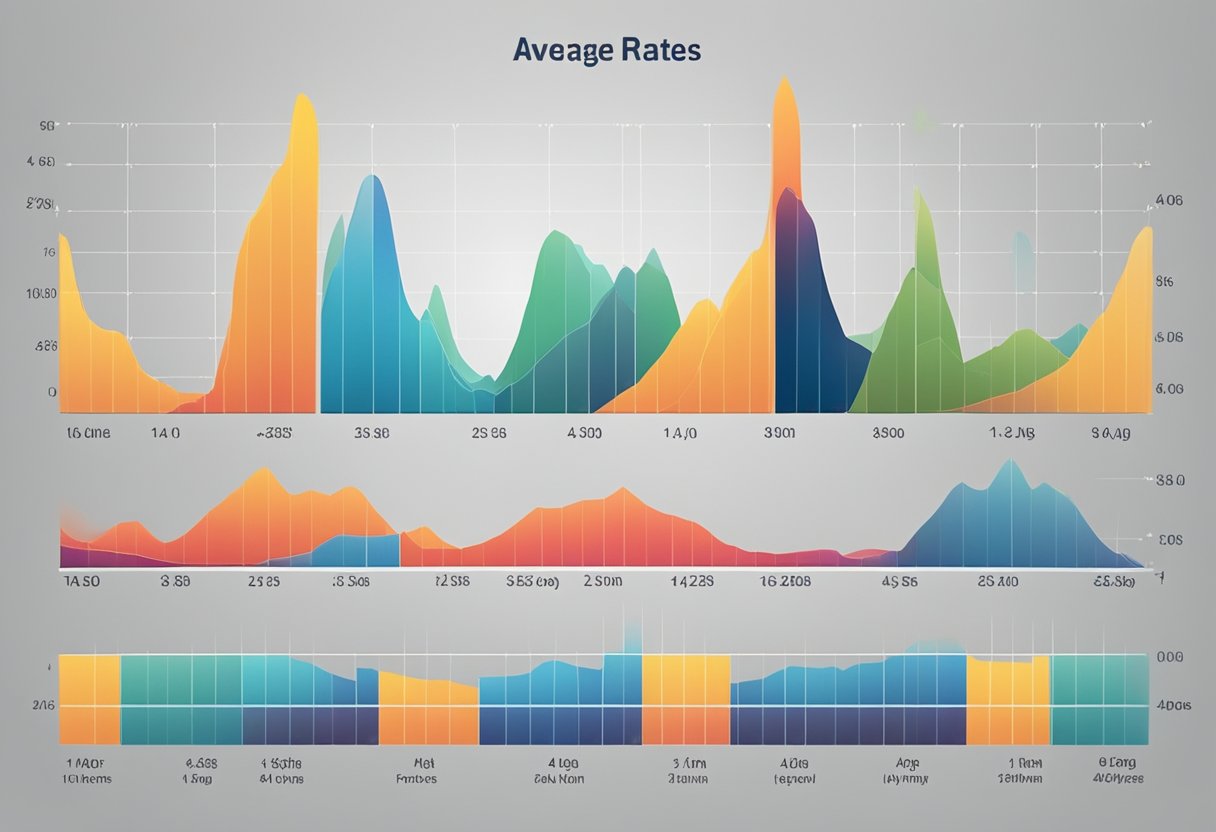 A graph showing average heart rates across different age groups