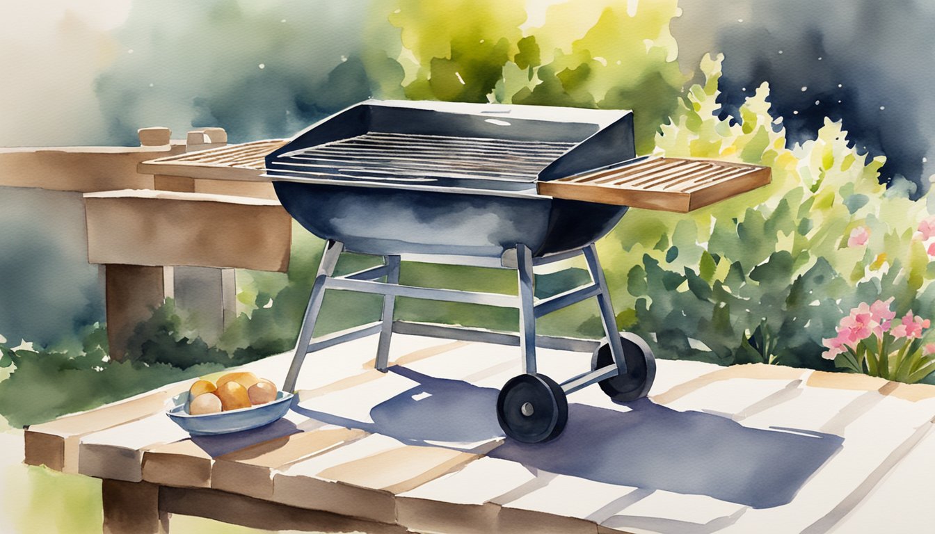 A clean grill sits in a backyard, glistening in the sunlight.</p><p>A brush and cloth lay nearby, ready for the finishing touches